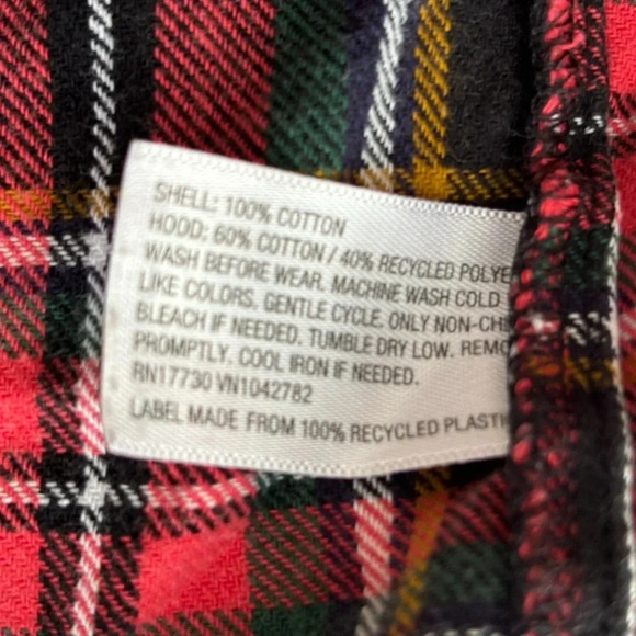 Art Class Boys Black Green Red Flannel Plaid Sweatshirt Hood Size 6/7 - Picture 2 of 5